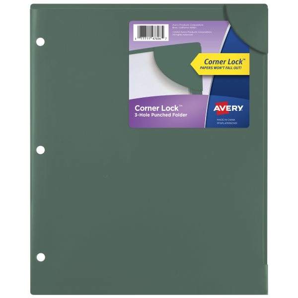 Corner Lock Binder Pockets, Sage Green, 1 Folder